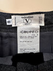 Gonna Fit and Flare Valentino Miss V in lana grigio antracite e velluto nero