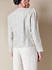 Blazer in seta color panna a pois neri “Yves Saint Laurent”
