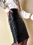 Black leather “Gianni Versace” midi skirt