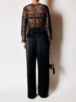 Giacca vintage in seta nera con ricami soutache e alamari