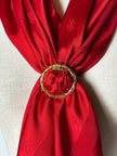 Ferma foulard vintage Yves Saint Laurent in metallo dorato a doppio anello intrecciato