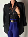 Cintura vintage Yves Saint Laurent in camoscio nero con maxi fibbia oro logata YSL