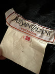 Pantaloni vintage Yves Saint Laurent Variation in lana nera a gamba ampia con tasche applicate