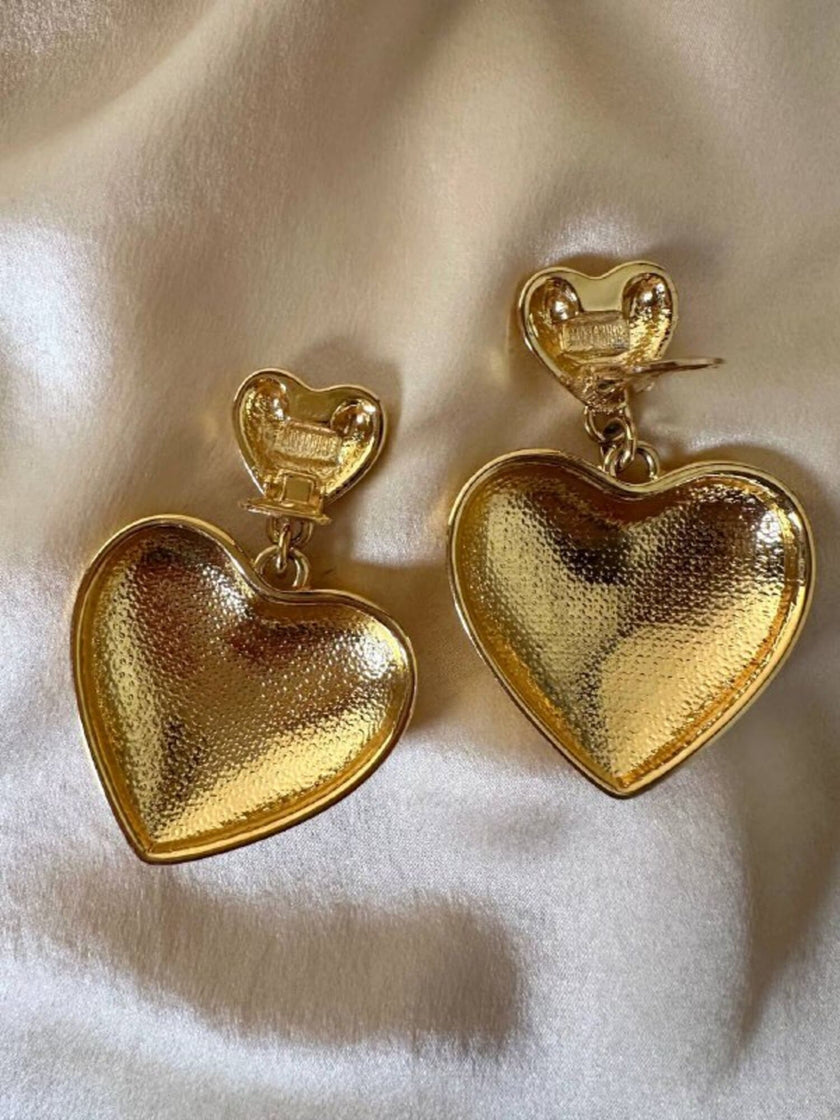 Maxi clip oro con cuori pendenti “Moschino”