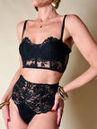 Top in pizzo e raso nero “La Perla”