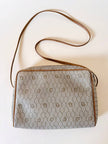 Borsa Christian Dior in tessuto jacquard logato beige con dettagli in pelle cuoio