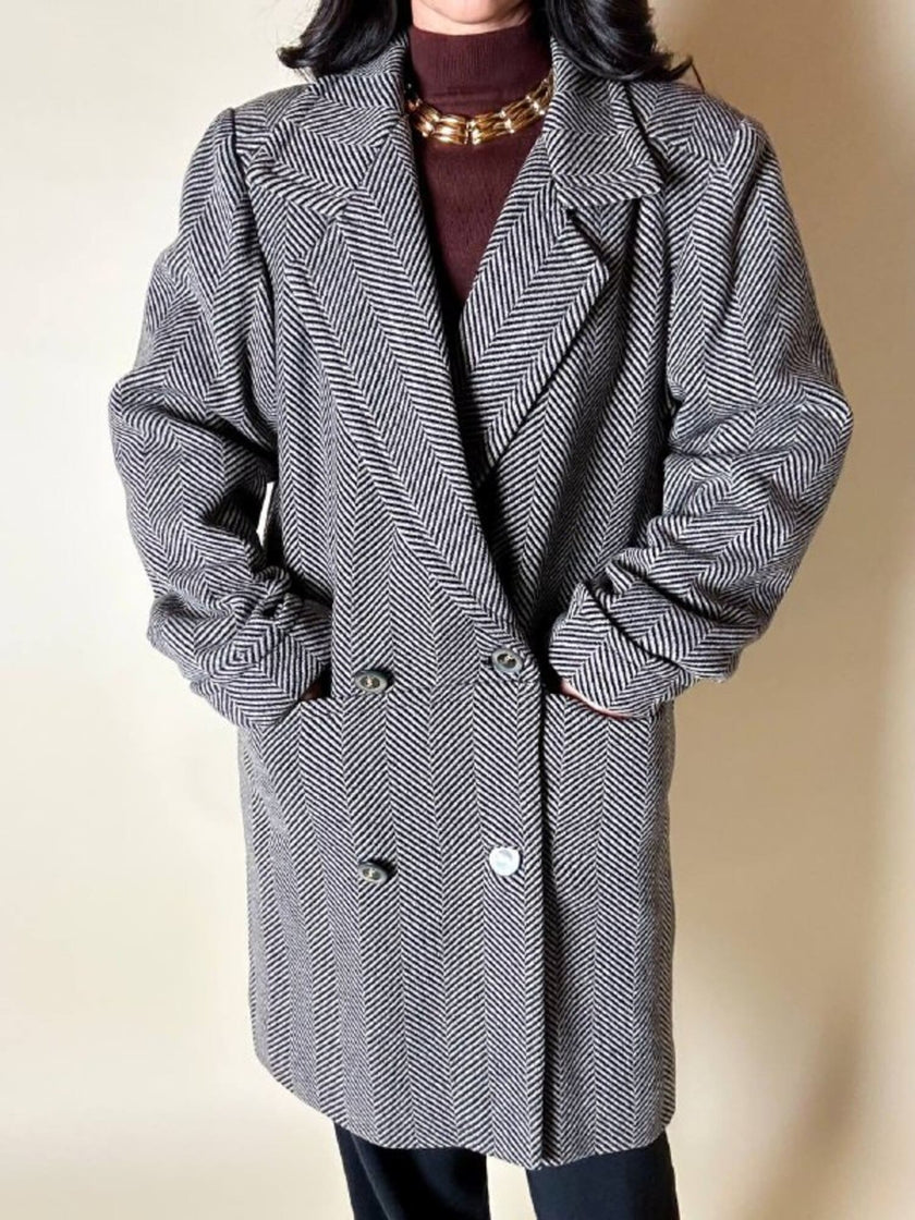 Cappotto sartoriale in lana spinata con bottoni Yves Saint Laurent