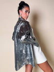 Orecchini pendenti con sfere in paillettes argento