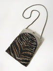 Borsa vintage Whiting & Davis in maglia metallica argento stampa zebra Made in U.S.A.