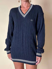 Pullover Valentino Garavani in cotone blu navy con dettagli bianchi