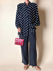 Completo oversize nero a pois bianchi in Cupro “Divina”