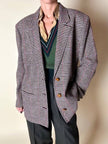 Blazer United Class Coll Colors Benetton in lana pied de poule beige e cioccolato con bottoni berlebeck