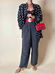 Completo oversize nero a pois bianchi in Cupro “Divina”