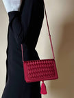 Borsa vintage Guy Laroche Paris in raso color lampone con nappa couture
