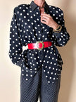 Completo oversize nero a pois bianchi in Cupro “Divina”