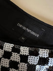 Gonna Emporio Armani in paillettes bianche e nere con motivo a scacchi
