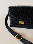 Borsa in pelle nera lucida stampa cocco “Gianfranco Ferré”