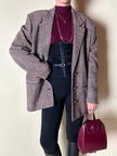 Blazer United Class Coll Colors Benetton in lana pied de poule beige e cioccolato con bottoni berlebeck