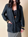 Blazer oversize in seta nera “Années Lauder”