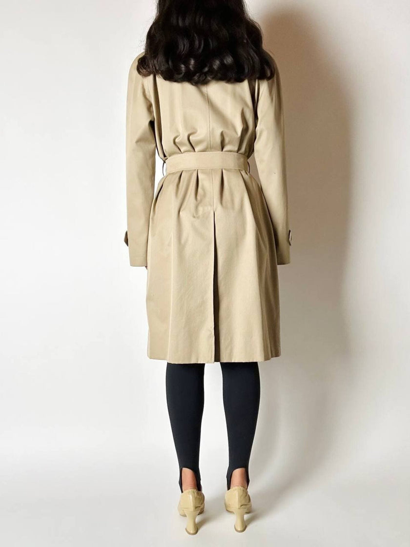 Vintage Burberry’s Trenchcoat aus beigem Gabardine mit passendem Gürtel und Check-Futter