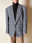 Blazer vintage Gianni Versace in lana jacquard fantasia principe di Galles