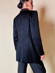 Blazer nero a righe in tessuto lucido “State off Claude Montana”