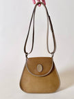 Borsa Yves Saint Laurent in tessuto plastificato millerighe color cammello con riporti in pelle argilla