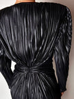 Abito vintage in tessuto plissé nero semi lucido