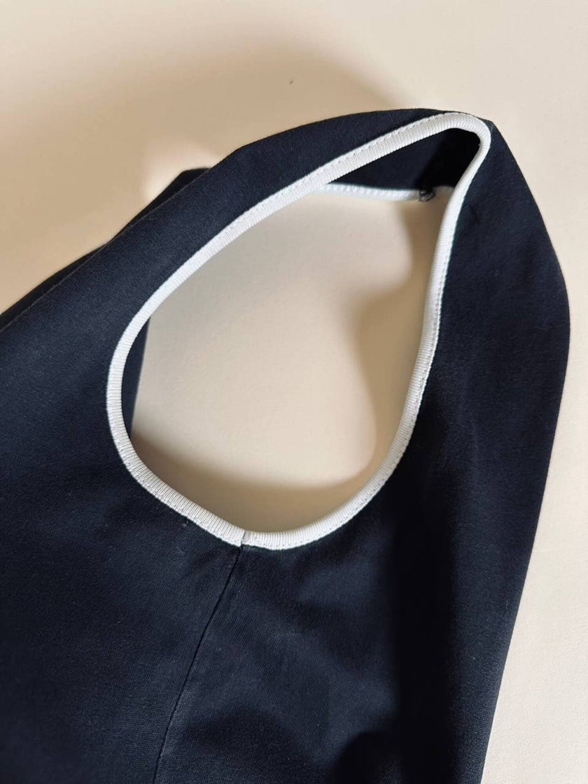 Canottiera in cotone nero con maxi logo ricamato “Yves Saint Laurent”