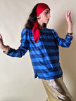 Camicia a righe in raso di seta blu Cina “Valentino Garavani”