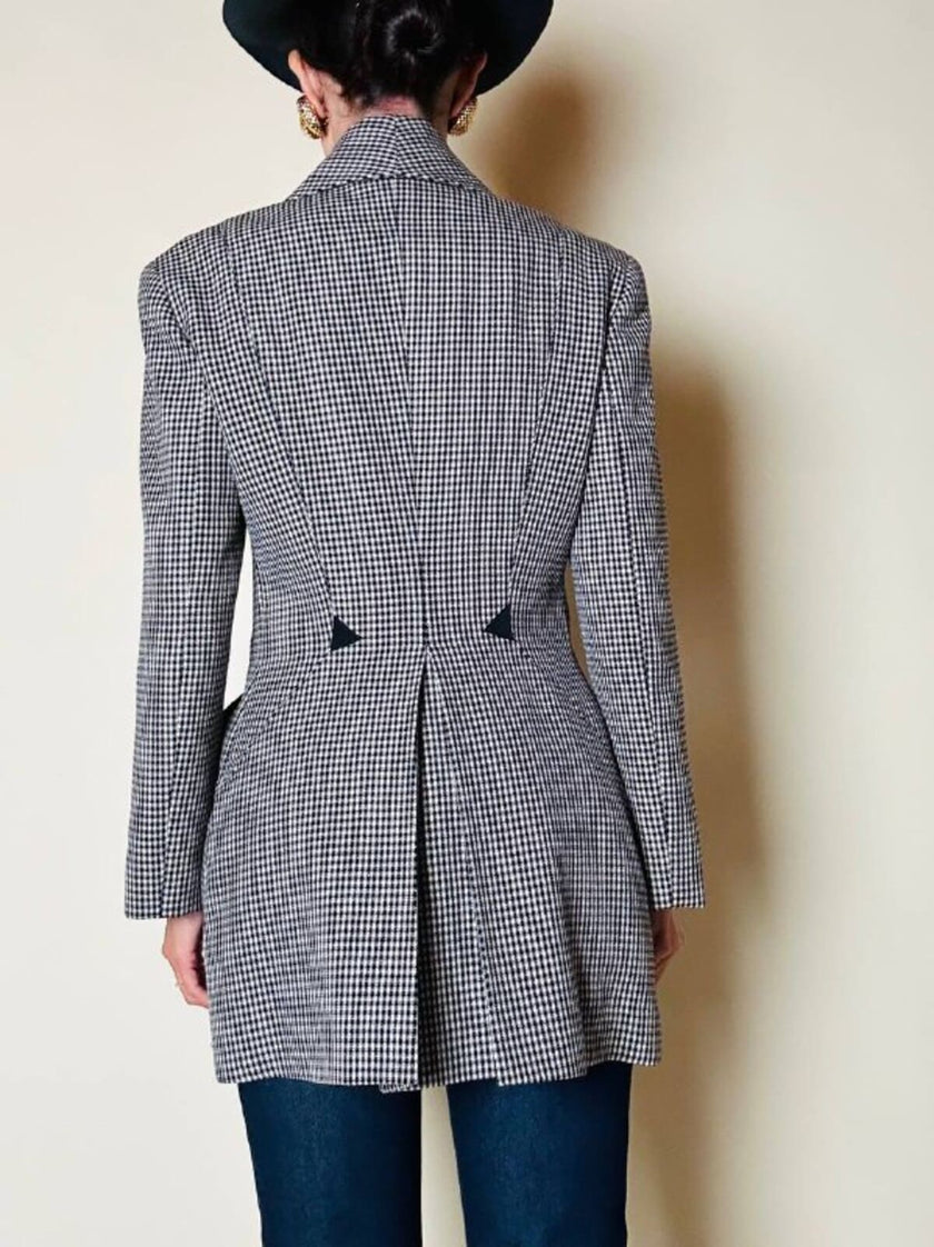Blazer sciancrato in lana pied de poule “Rifat Ozbek”