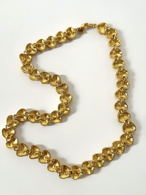 Vintage Degerny necklace with ornate gold hearts