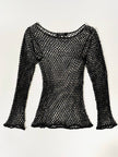 Maglia gioiello vintage List in rete operata con microperline nere