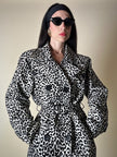 Giaccone vintage Fendissime in ecopelle bianca fantasia leopardo floccata nera
