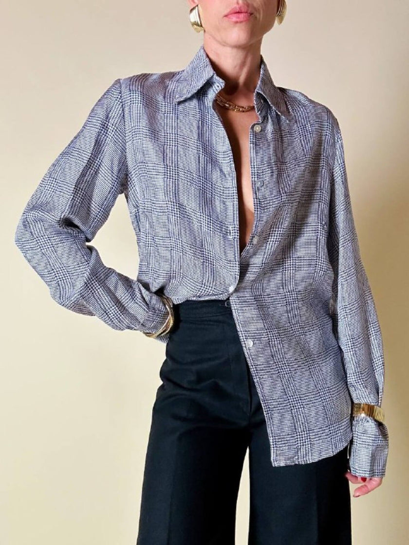 Camicia in pura seta fantasia principe di Galles “Misstwidd”