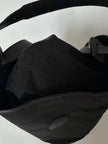 Secchiello vintage Yves Saint Laurent in tessuto nero millerighe con riporti in pelle