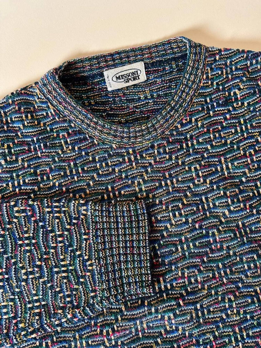 Vintage Missoni Sport Pullover mit mehrfarbigem geometrischen Muster