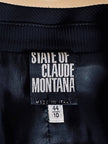 Blazer nero a righe in tessuto lucido “State off Claude Montana”