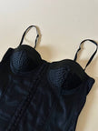 Schwarzes Satin-Bustier mit Tülleinsatz