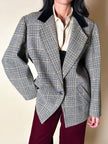 Blazer Guy Laroche in lana Principe di Galles con colletto in velluto nero