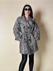 Giaccone vintage Fendissime in ecopelle bianca fantasia leopardo floccata nera