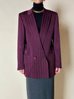 Blazer doppiopetto in rasato di lana gessato color burgundy “Gianni Versace”