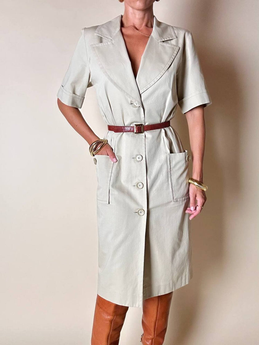 Chemisier Yves Saint Laurent in cotone beige