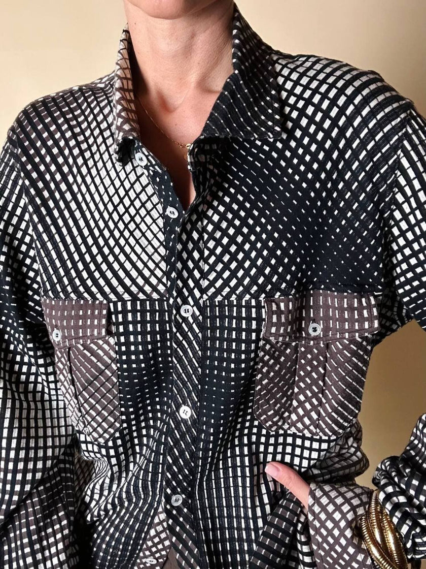Camicia Missoni vintage in caldo cotone fantasia optical