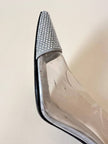 Slingback vintage a punta in plexi e strass argento Stuart Weitzman