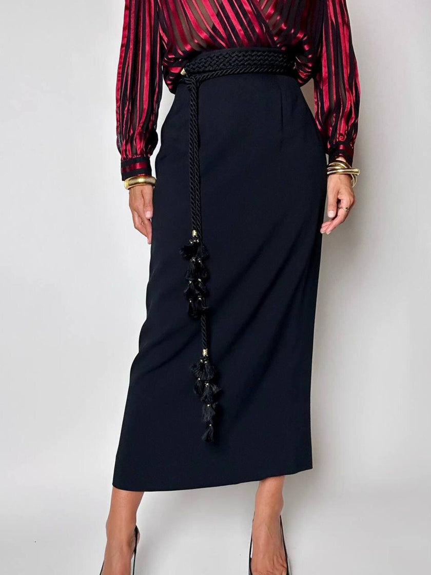 Gonna a tubino vintage Moschino Cheap and Chic con bottone a forma di cuore