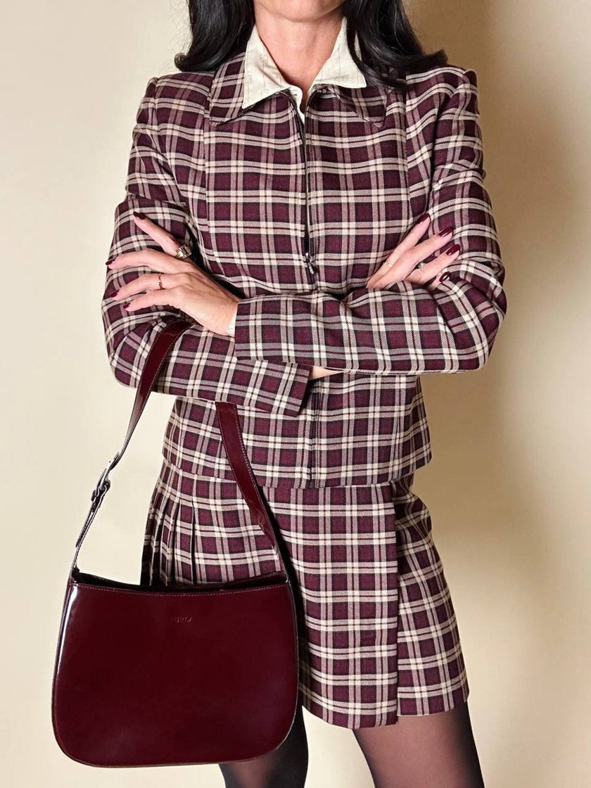 Borsa hobo Furla in pelle verniciata bordeaux