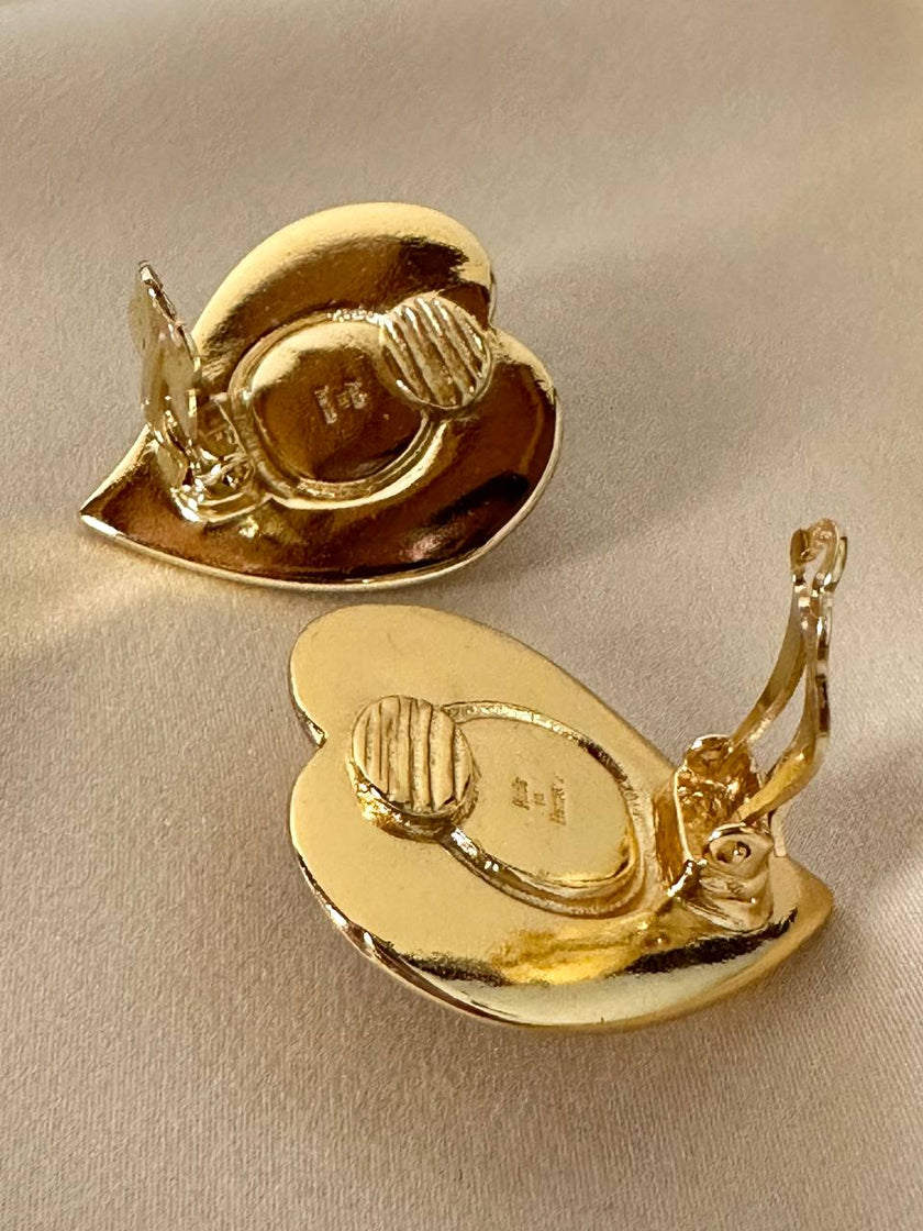 Orecchini a clip Yves Saint Laurent a forma di cuore con cabochon celesti