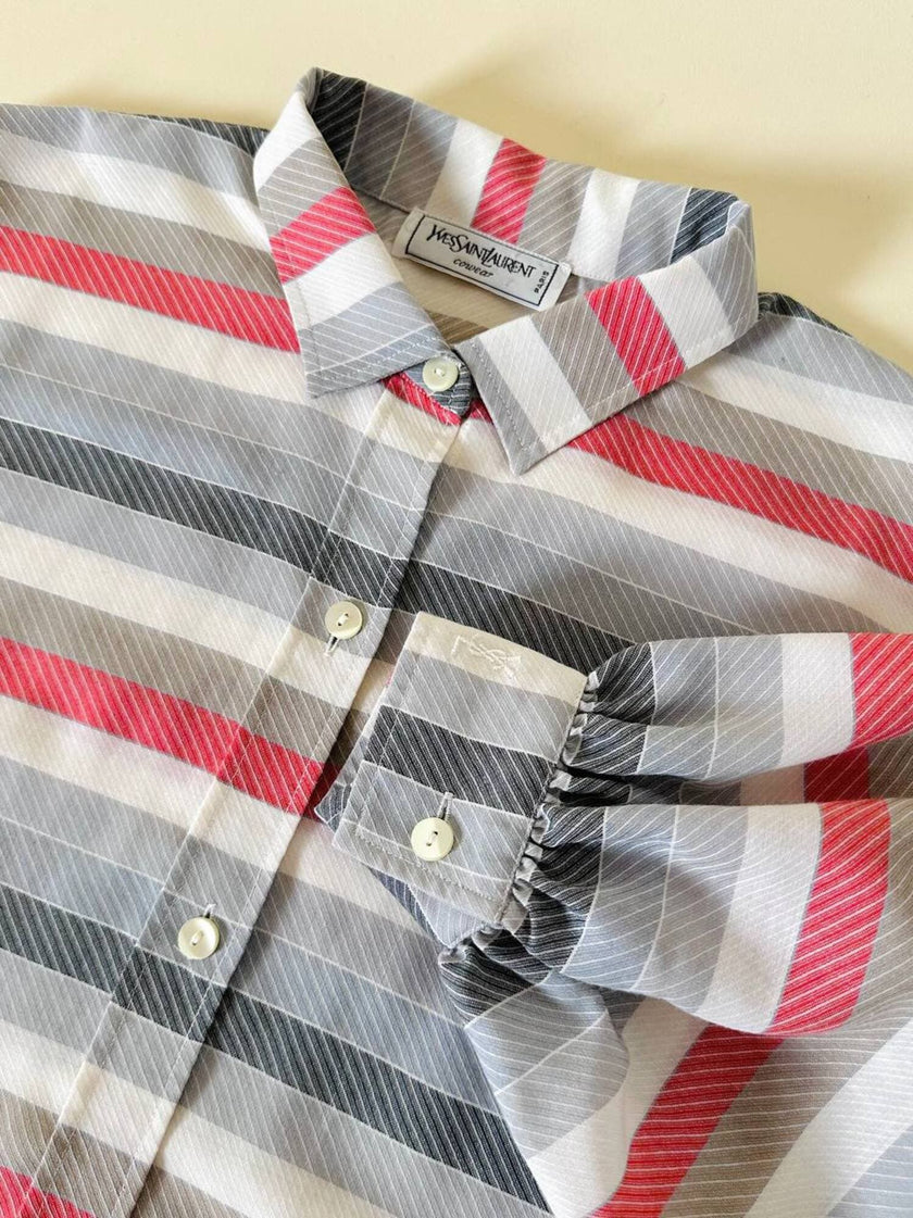 Camicia Yves Saint Laurent a righe multicolori con manica a pipistrello