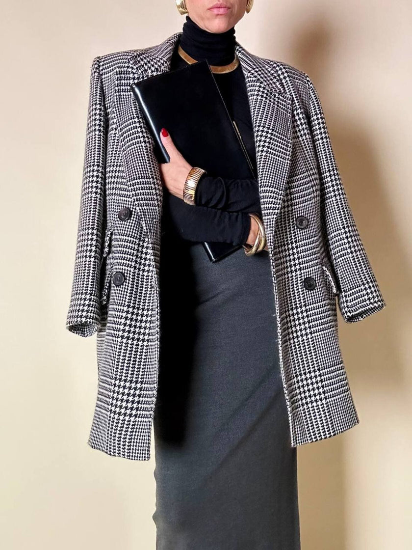 Blazer doppiopetto in lana principe di Galles “Yves Saint Laurent”